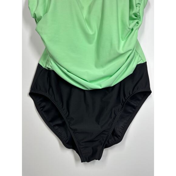 Miraclesuit Trimshaper Colorblock Ruched Sides One-Piece Slimming Swimsuit Sz 14 - Picture 3 of 10